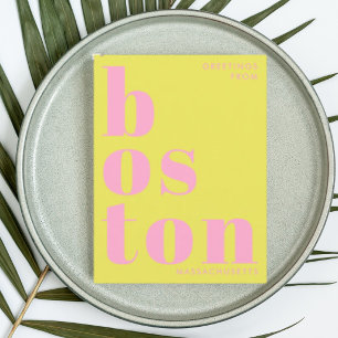 Boston Massachusetts yellow pink Postcard