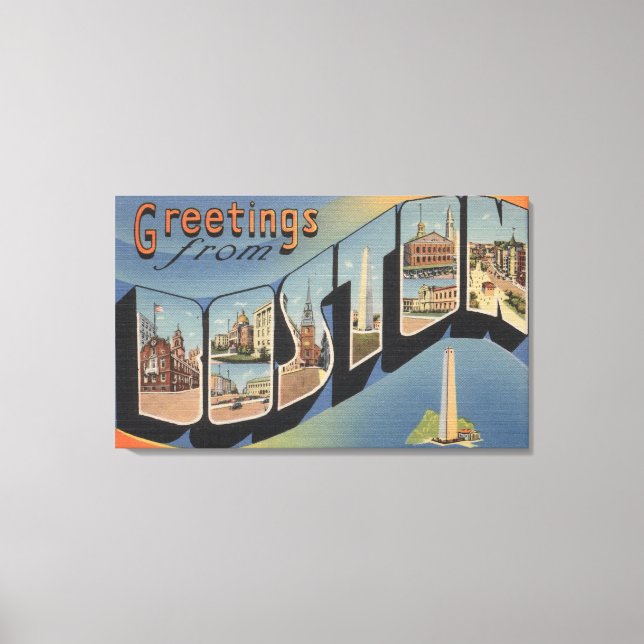 Boston, MassachusettsLarge Letter Scenes 3 Canvas Print (Front)