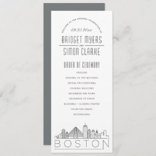 Boston Modern Deco Wedding Program Invitation
