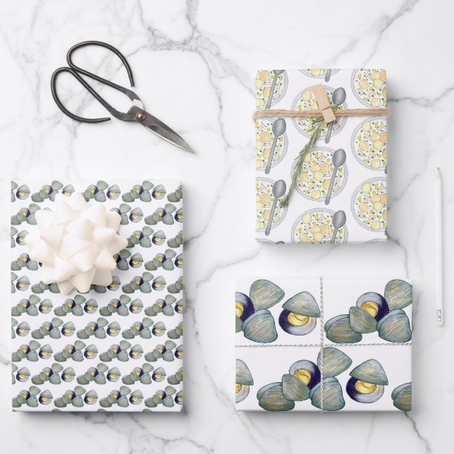 Boston New England Clams Clam Chowder Soup Wrapping Paper Sheet (Front)