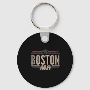 Boston - Patriotic Usa 4th Of July American Flag A Key Ring