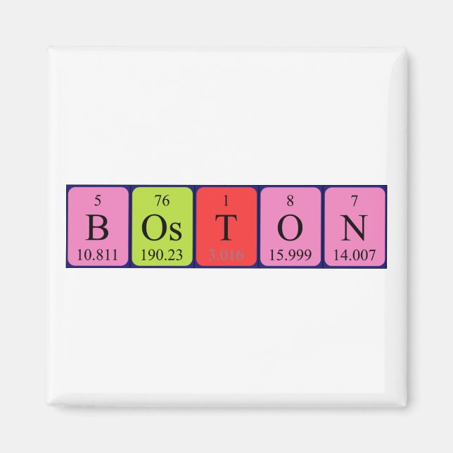 Boston periodic table name magnet (Front)