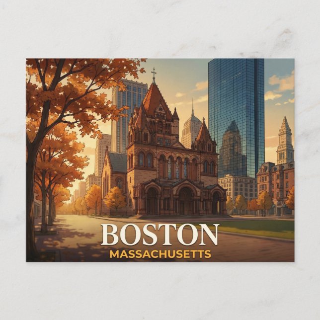 Boston Postcard | Trinity Church Skyline Souvenir (Front)
