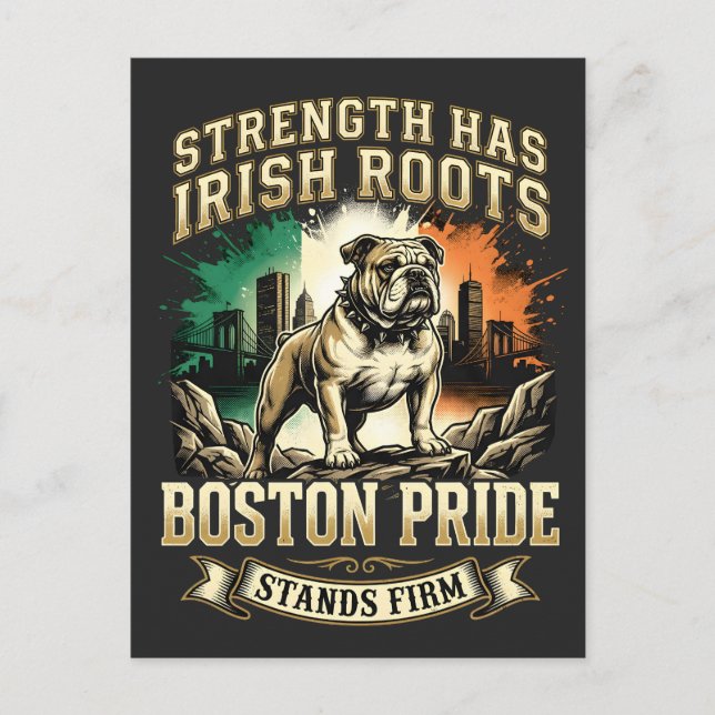 Boston Pride Irish Roots Bulldog Postcard (Front)