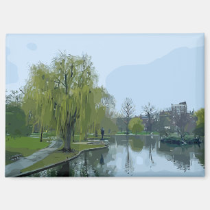Boston Public Garden Massachusetts Painting Magnet