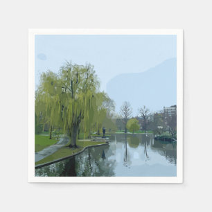 Boston Public Garden Massachusetts Painting Napkin