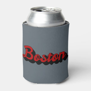 Boston Red and Black Can Cooler