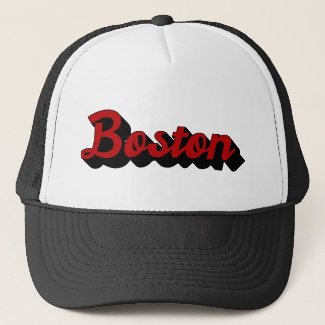 Boston Red and Black Trucker Hat (Front)