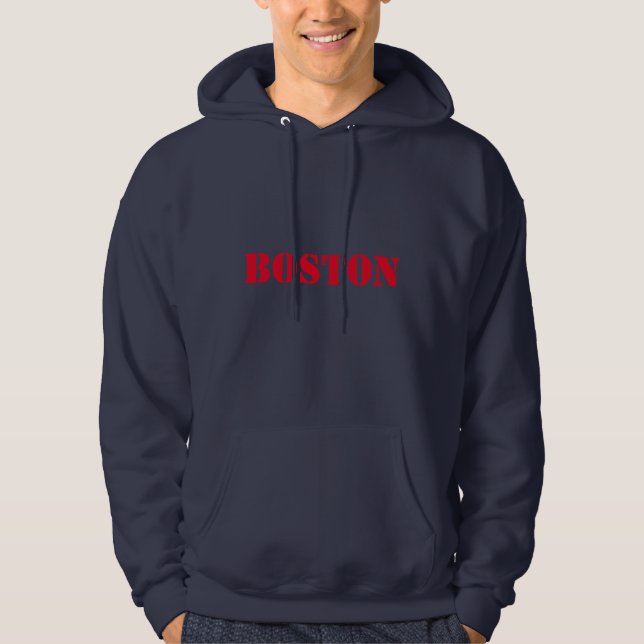 Boston red bold typography modern hoodie (Front)