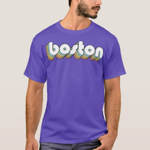 Boston Retro Rainbow Typography Faded Style T-Shirt