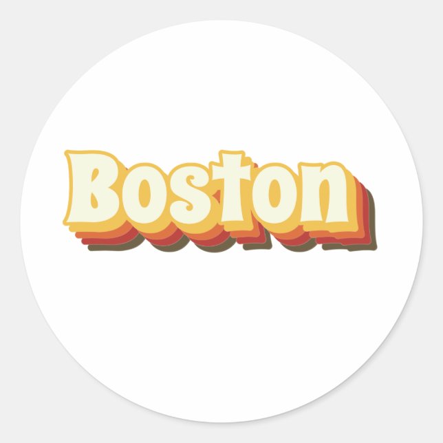 Boston Retro Vintage Text Classic Round Sticker (Front)