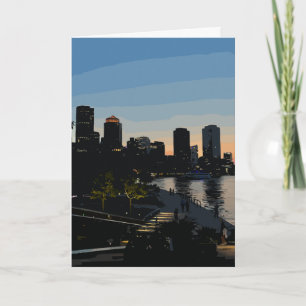 Boston Seaport Sunset City Skyline Card