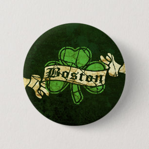 Boston Shamrock Vintage Style 6 Cm Round Badge