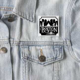Boston Skyline 15 Cm Square Badge