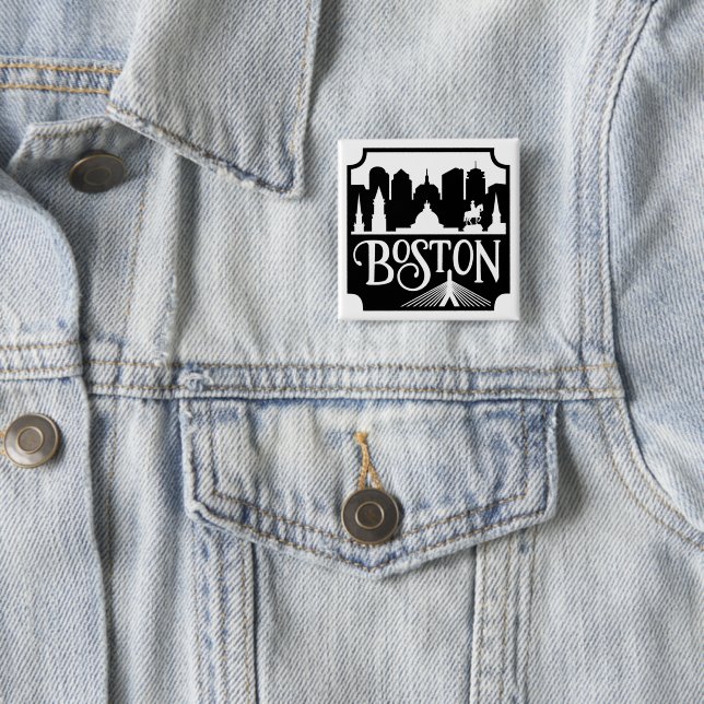 Boston Skyline 15 Cm Square Badge (In Situ)