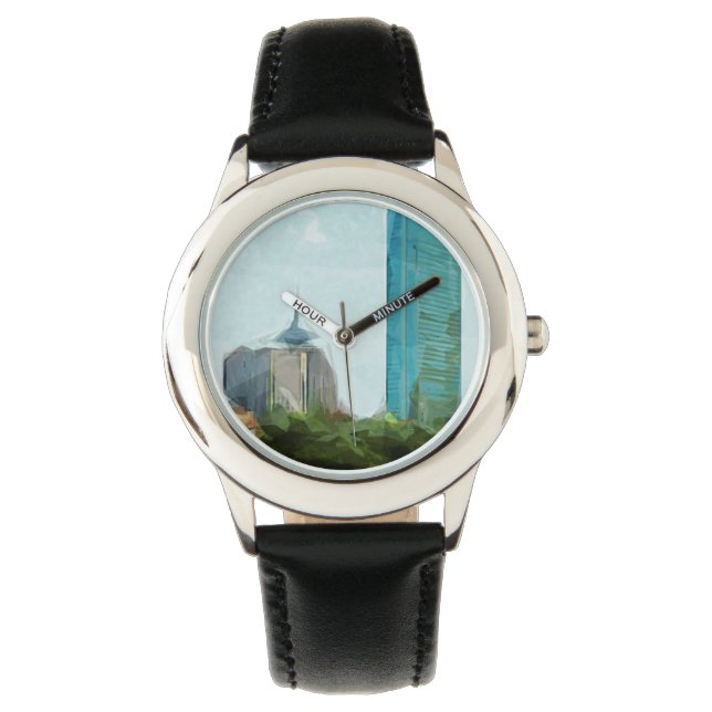 Boston Skyline Abstract Impressionism Watch (Front)