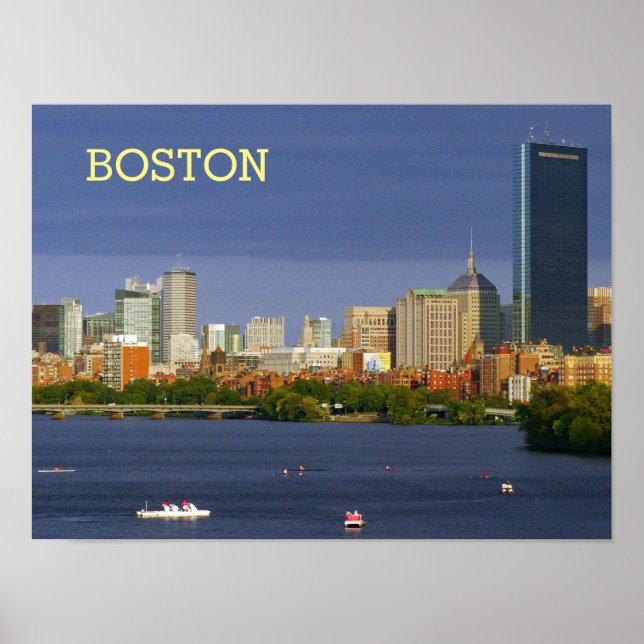 Boston Skyline and Charles River Poster (Front)