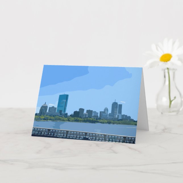 Boston Skyline Charles River Painting Card (Small Plant)