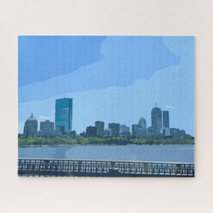 Boston Skyline Charles River Painting Jigsaw Puzzle