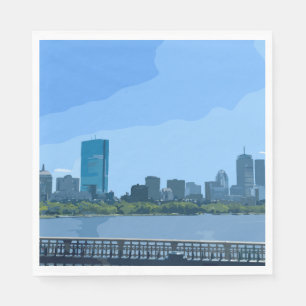 Boston Skyline Charles River Painting Napkin