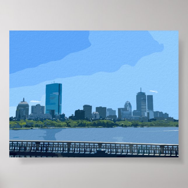 Boston Skyline Charles River Painting Poster (Front)