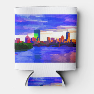 Boston Skyline Charles River Sunset Can Cooler