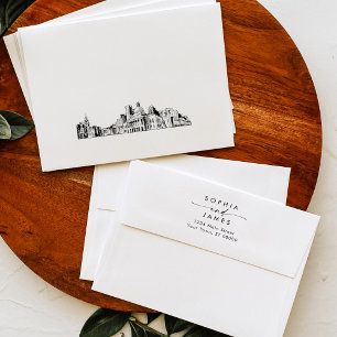 Boston Skyline Cityscape Wedding Envelope