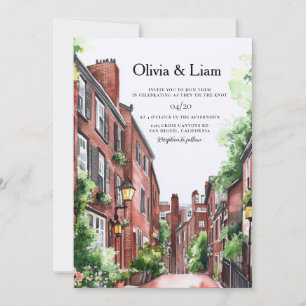 Boston Skyline Destination Wedding Invitation