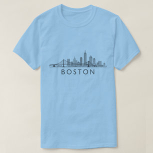 Boston Skyline Detailed Line Art   Urban Landmark T-Shirt