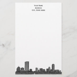 Boston Skyline Etched 01 Stationery