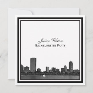 Boston Skyline Etched Framed Bachelorette Invitation