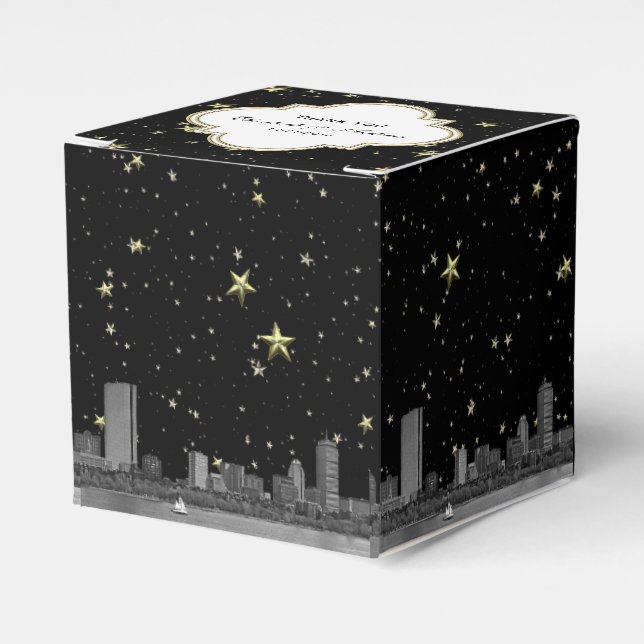Boston Skyline Etched Starry DIY BG Colour Favour Box (Front Side)
