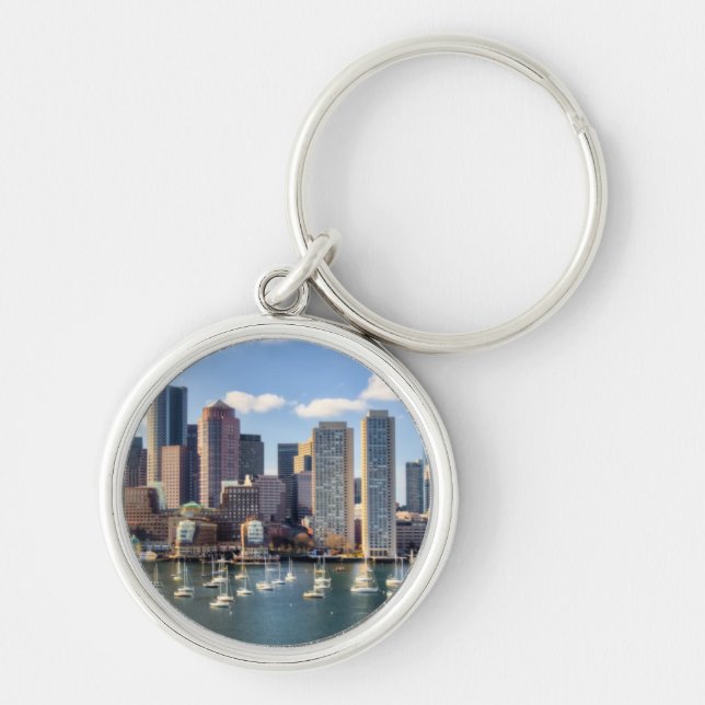 Boston skyline from waterfront key ring (Front)