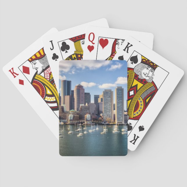 Boston skyline from waterfront playing cards (Back)
