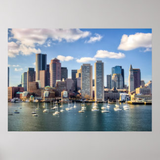 Boston skyline from waterfront poster