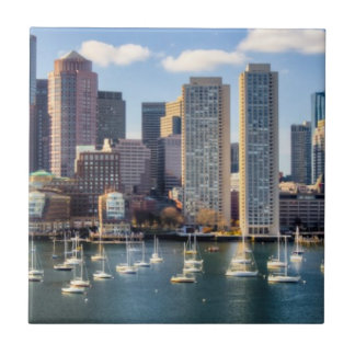 Boston skyline from waterfront tile