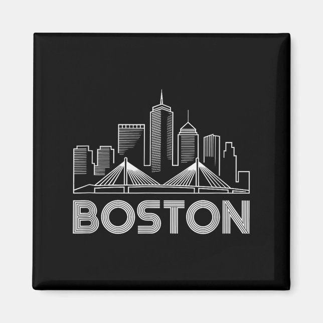Boston Skyline Retro Vintage City Lovers  Magnet (Front)