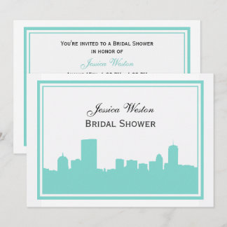 Boston Skyline Silhouette Framed H Bridal Shower Invitation