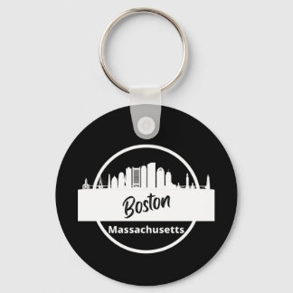 Boston Skyline Silhouette Key Ring