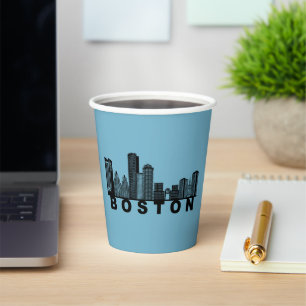 Boston Skyline Silhouette Paper Cups