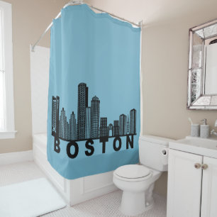 Boston Skyline Silhouette Shower Curtain