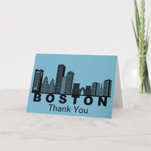 Boston Skyline Silhouette  Thank You Card