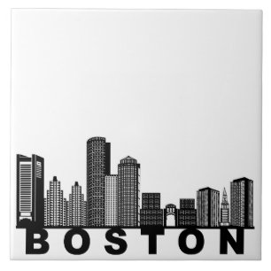 Boston Skyline Silhouette  Tile