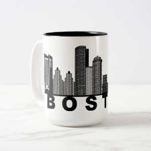 Boston Skyline Silhouette Two-Tone Coffee Mug