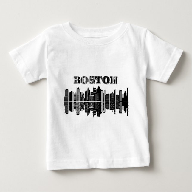Boston Skyline Typography Baby T-Shirt (Front)