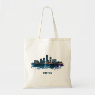 Boston Skyline Watercolor Cityscape Art Gift Tote Bag