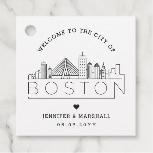 Boston Skyline   Wedding Welcome Favour Tags