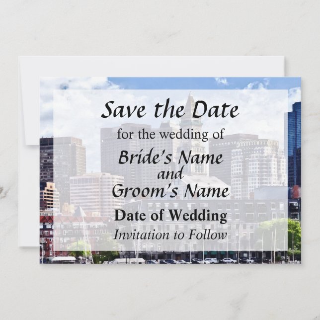 Boston Skyline With Custom House Tower Save Date Save The Date (Front)