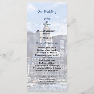 Boston Skyline With Custom House Wedding Program Programme