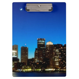 Boston skyline with moon clipboard